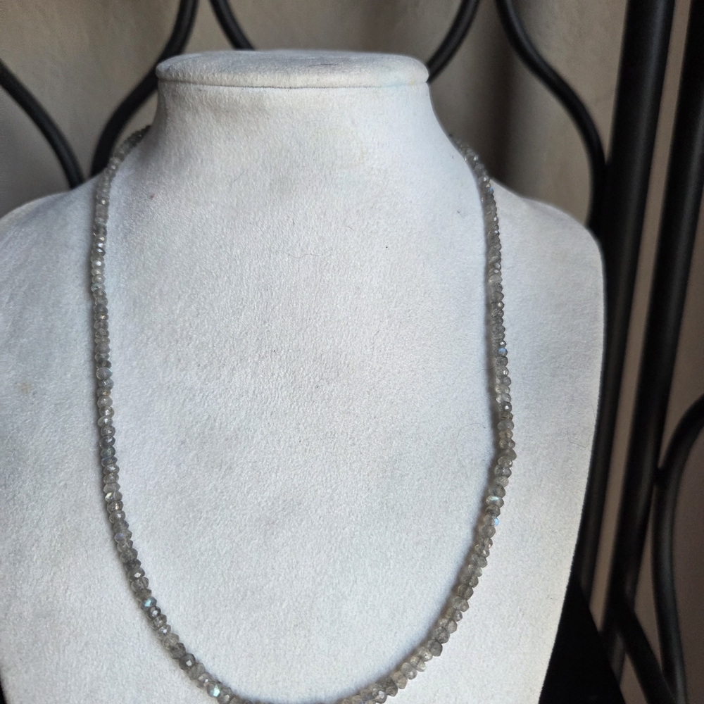 Faceted Gray Labradorite Bead Necklace - Elegant Everyday Jewelry